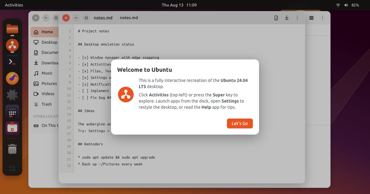 Screenshot of the Ubuntu demo